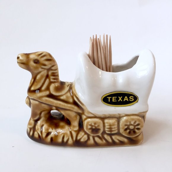 Vintage Dining Vintage Texas Toothpick Holder Horse And Wagon Poshmark